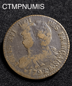 ,MONNAIE,6,DENIER,LOUIS,XVI,CONSTITUTION,1792,BB,STRASBOURG,