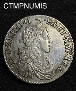 ,MONNAIE,ROYALE,LOUIS,XIV,1/2,ECU,ARGENT,JUVENILE,1659,B,ROUEN,