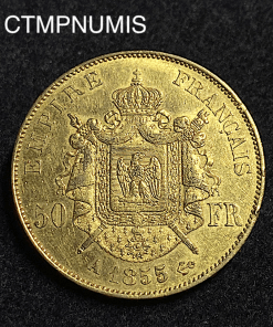 ,MONNAIE,EMPIRE,50,FRANCS,OR,NAPOLEON,III,1855,TETE,NUE,