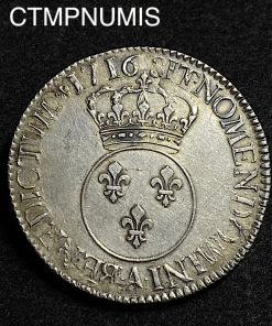 ,MONNAIE,ROYALE,LOUIS,XV,ECU,ARGENT,VERTUGADIN,1716,PARIS,