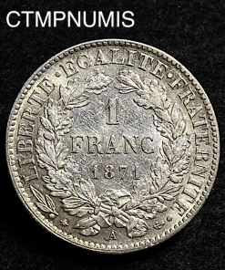 ,MONNAIE,1,FRANC,ARGENT,CERES,1871,PARIS,