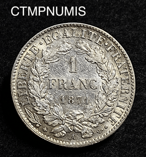 ,MONNAIE,1,FRANC,ARGENT,CERES,1871,PARIS,