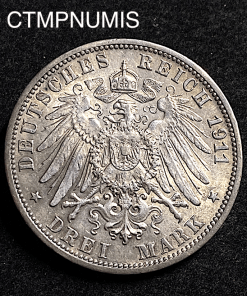 ,MONNAIE,ALLEMAGNE,WURTEMBERG,3,MARK,ARGENT,1911,