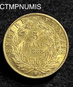 ,MONNAIE,EMPIRE,5,FRANCS,NAPOLEON,1868,BB,STRASBOURG,