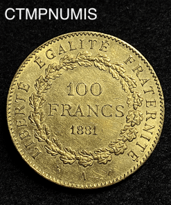 ,MONNAIE,REPUBLIQUE,100,FRANCS,OR,GENIE,1881,PARIS,