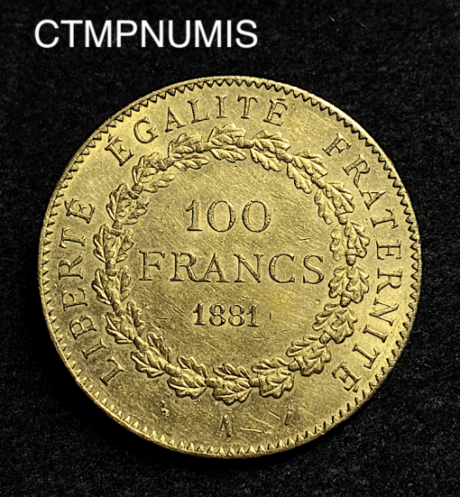 ,MONNAIE,REPUBLIQUE,100,FRANCS,OR,GENIE,1881,PARIS,