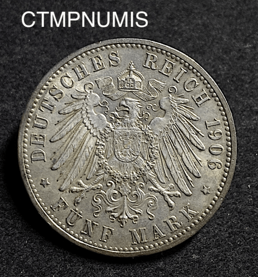 ,MONNAIE,ALLEMAGNE,BADEN,5,MARK,ARGENT,1906,