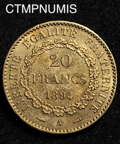 ,MONNAIE,20,FRANCS,OR,GENIE,1894,PARIS,