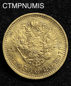 ,MONNAIE,RUSSIE,7,5,ROUBLE,OR,1897,