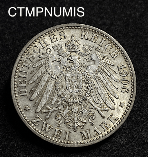 ,MONNAIE,ALLEMAGNE,WURTTEMBERG,2,MARK,ARGENT,1906,