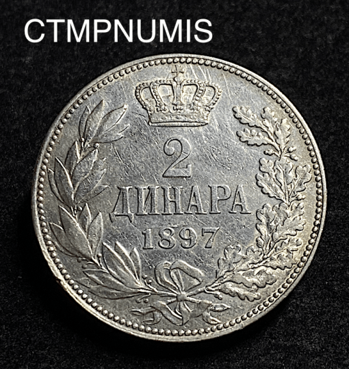 ,MONNAIE,SERBIE,2,DINARA,ARGENT,1897,