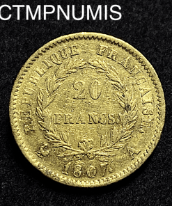 ,MONNAIE,REPUBLIQUE,20,FRANCS,OR,NAPOLEON,EMPEREUR,1807,