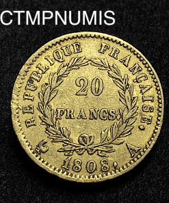 ,MONNAIE,REPUBLIQUE,20,FRANCS,OR,NAPOLEON,EMPEREUR,1808,A,
