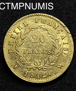 ,MONNAIE,EMPIRE,20,FRANCS,OR,NAPOLEON,I°,1812,W,LILLE,