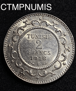 ,MONNAIE,TUNISIE,2,FRANCS,ARGENT,1916,PARIS,SUP,