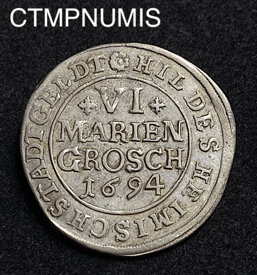 ,MONNAIE,ALLEMAGNE,6,MARIEN,GROSCHEN,ARGENT,1694,HILDESHEIM,