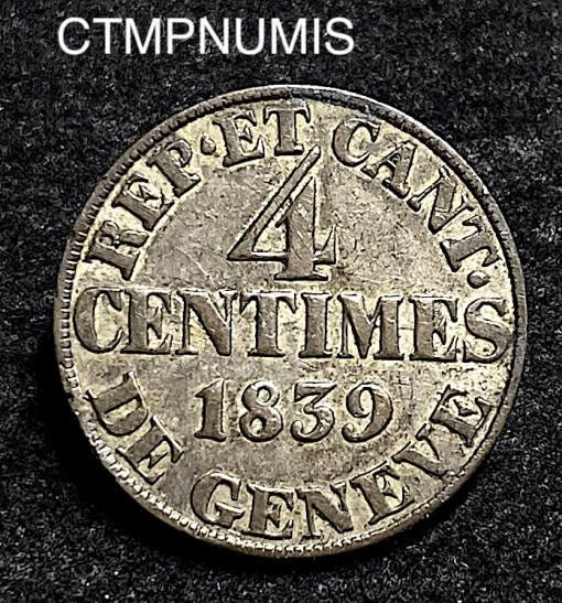 ,MONNAIE,SUISSE,GENEVE,4,CENTIMES,1839,