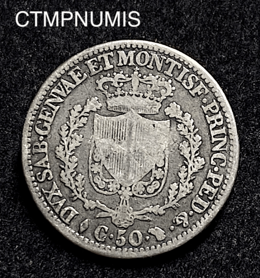 ,MONNAIE,ITALIE,SARDAIGNE,50,CENTESIMI,ARGENT,1828,TURIN,