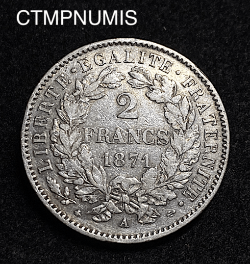 ,MONNAIE,2,FRANCS,ARGENT,CERES,1871,