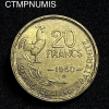 ,MONNAIE,20,FRANCS,GEORGES,GUIRAUD,1950,B,4,PLUMES,