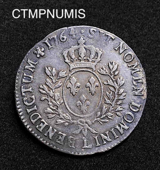 ,MONNAIE,ROYALE,LOUIS,XV,ECU,ARGENT,AU,BANDEAU,1764,BAYONNE,