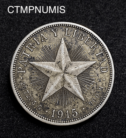 ,MONNAIE,CUBA,1,PESO,ARGENT,1915,