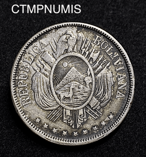 ,MONNAIE,BOLIVIE,1,BOLIVIANO,ARGENT,1873,