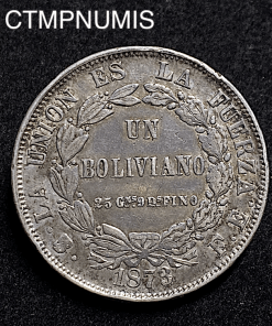 ,MONNAIE,BOLIVIE,1,BOLIVIANO,ARGENT,1873,