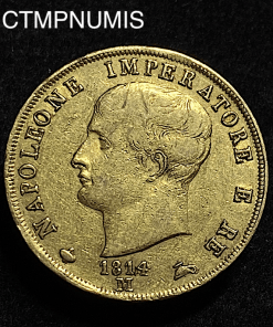 ,MONNAIE,ITALIE,40,LIRE,OR,NAPOLEON,1814,M,MILAN,