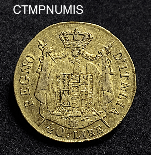 ,MONNAIE,ITALIE,40,LIRE,OR,NAPOLEON,1808,M,MILAN,