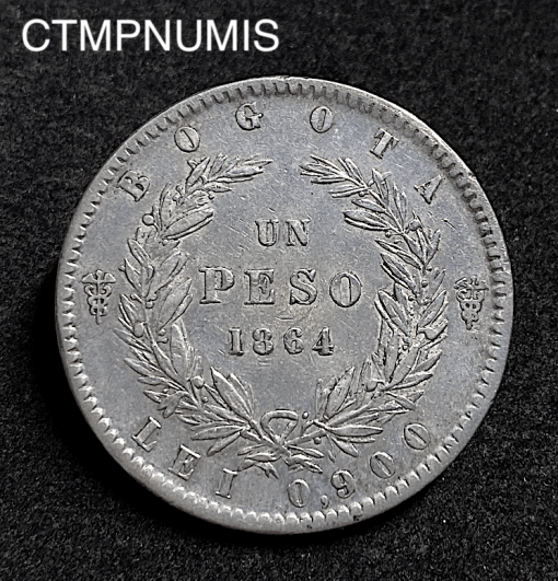 ,MONNAIE,COLOMBIE,1,PESO,ARGENT,1864,BOGOTA,