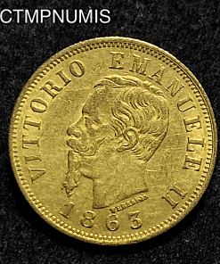 ,MONNAIE,ITALIE,10,LIRE,OR,1863,TURIN,