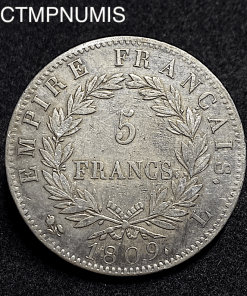 ,MONNAIE,EMPIRE,5,FRANCS,ARGENT,NAPOLEON,I°,1809,L,BAYONNE,