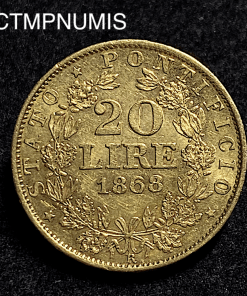 ,MONNAIE,ITALIE,VATICAN,20,LIRE,OR,PIE,IX,1868,ROME,