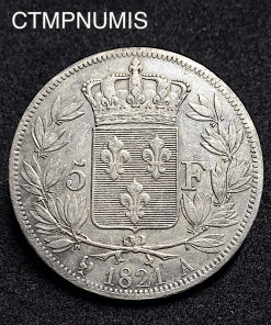 ,MONNAIE,ROYALE,LOUIS,XVIII,5,FRANCS,ARGENT,1821,