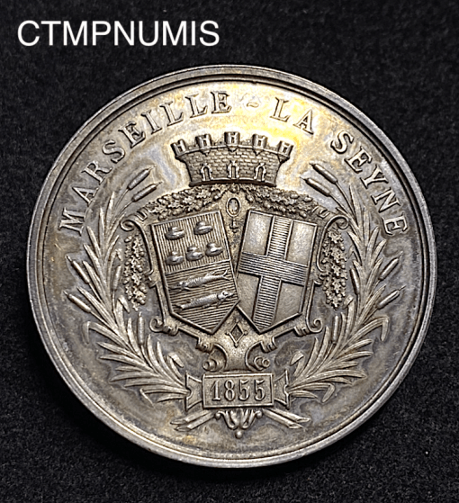 ,MEDAILLE,ARGENT,FORGES,MARSEILLE,SEYNE,1855,