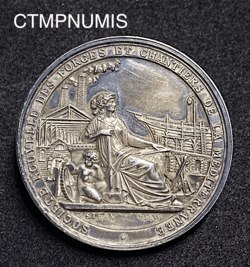,MEDAILLE,ARGENT,FORGES,MARSEILLE,SEYNE,1855,