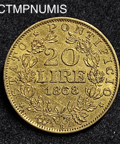 ,MONNAIE,ITALIE,VATICAN,20,LIRE,OR,PIE,IX,1868,ROME,