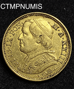 ,MONNAIE,ITALIE,VATICAN,20,LIRE,OR,PIE,IX,1868,ROME,