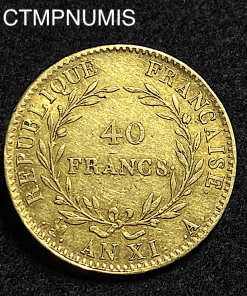 ,MONNAIE,40,FRANCS,OR,BONAPARTE,CONSUL,AN,XI,