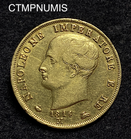 ,MONNAIE,ITALIE,40,LIRE,OR,NAPOLEON,1814,M,MILAN,