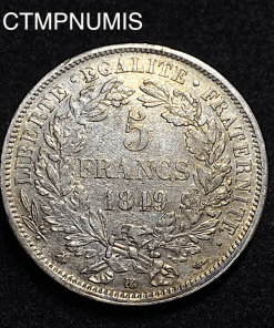 ,MONNAIE,5,FRANCS,ARGENT,CERES,1849,BB,STRASBOURG,