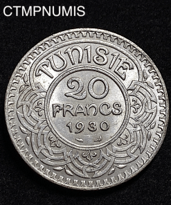 ,MONNAIE,COLONIE,TUNISIE,20,FRANCS,ARGENT,1930,