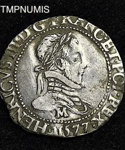 ,MONNAIE,ROYALE,HENRI,III,1/4,FRANC,ARGENT,1577,M,TOULOUSE,