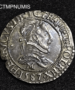 ,MONNAIE,ROYALE,HENRI,III,1/4,FRANC,1587,M,TOULOUSE,