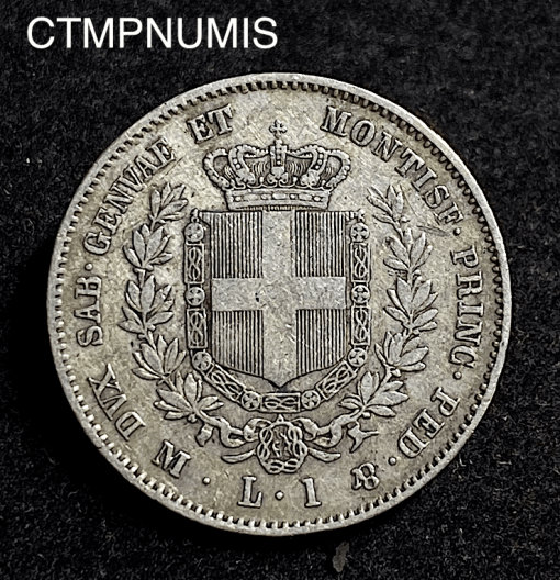 ,MONNAIE,ITALIE,1,LIRE,ARGENT,1860,MILAN,