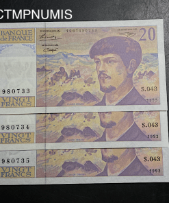 ,BILLET,20,FRANCS,DEBUSSY,1993,NEUF,