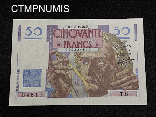 ,BILLET,50,FRANCS,LE,VERRIER,1946,NEUF,