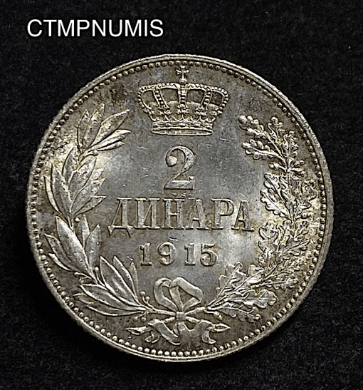 ,MONNAIE,SERBIE,2,DINARA,ARGENT,1915,