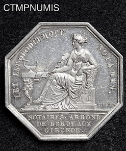 ,JETON,ARGENT,LOUIS,XVIII,NOTAIRES,BORDEAUX,1814,